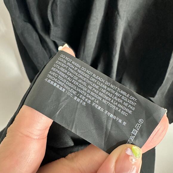 Theory Linen Blend Midi Ruffle Hem Dress Black Sz Small Resort Vacation Classic - Picture 13 of 16